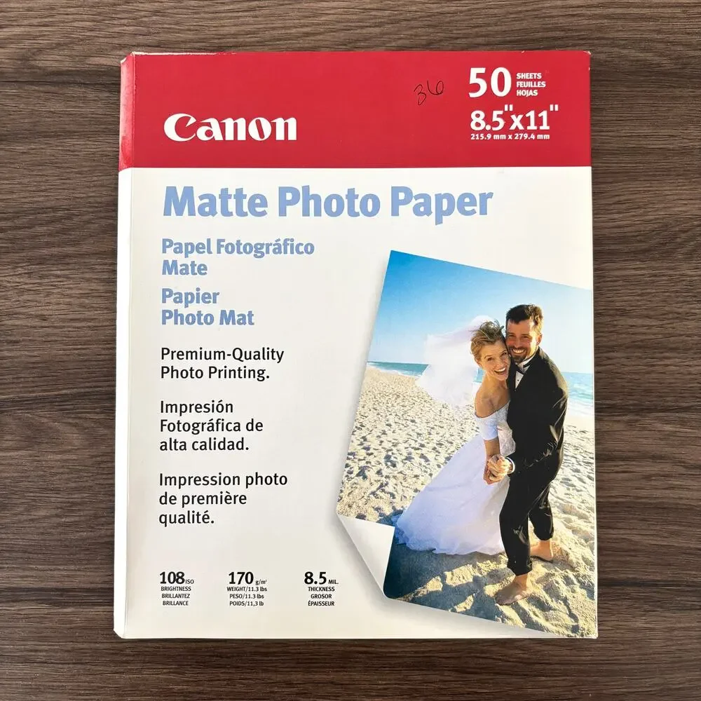 Canon Matte Photo Paper - White - Letter Size - Pack of 36 Sheets